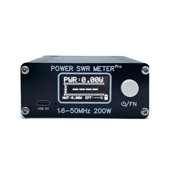  1.6-50MHz 0.5W-200W HF късовълнов мощност SWR метър Pro HF PWR SWR метър с 1.29 инчов OLED + 50 часа батерия