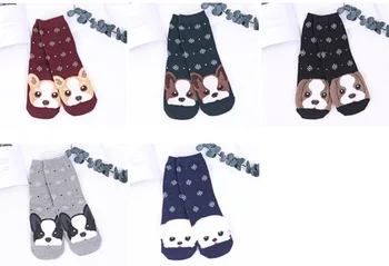 120pairs/lot нова мода памук 3D карикатура животно куче със снежинка чорап/3D домашен любимец куче чорап