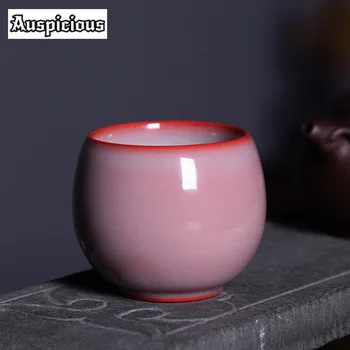 130ml Ръчно изработена червена галзе керамична чаена чаша Longquan Celadon Master Cup Creative Arhat Cup Лична купа за чай Kung Fu Teaset Подаръчна кутия