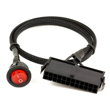 24-пинов женски ATX PSU PC захранване стартер тестер стартиране джъмпер билото кабел с ON / OFF превключвател, 50 см