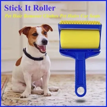 2Pcs/ Комплект за многократна употреба Лепкава инструмент за избор Cleaner Lint Roller Pet Hair Remover Brush Clothing Carpet Furniture