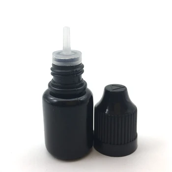 5pcs празен 5ml черен PE мека пластмасова бутилка капкомер с обезопасена от деца капачка E течна игла флакон