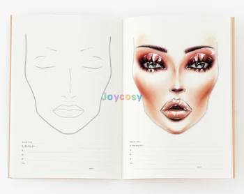 A4 грим Face Charts, Facechart Paper Makeup Notebook Professional Makeup Artist Practice Template Make up Drawing Book