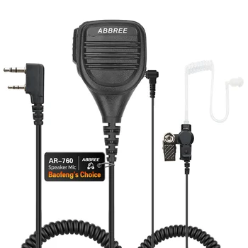 ABBREE AR-760 водоустойчив високоговорител микрофон рамо микрофон за Baofeng уоки токи UV-5R BF-888S UV-13 Pro UV-S9 плюс радио