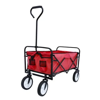 Aukfa Сгъваем вагон Градина Пазаруване Плажна количка - Червена
