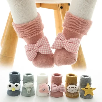 Cartoon бебешки чорапи за момичета момчета заек мечка против хлъзгане мека топла зима есен малко дете вътрешен етаж нагреватели чорапи за деца