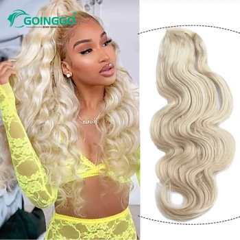Goinggo Wrap Around Clip In Ponytail Extension Body Wave Clip In One Piece Ponytail Thick Hair Extensionion 14-28Inch Hair Weave