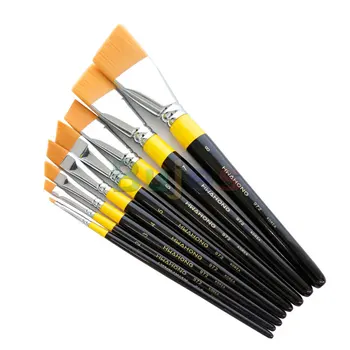 HWAHONG Artist Design Painting Paint Brushes Angular Flat Brush 972 Series, Synthetic Fiber, Размери No 1, 2, 3, 4, 5, 6, 7, 8