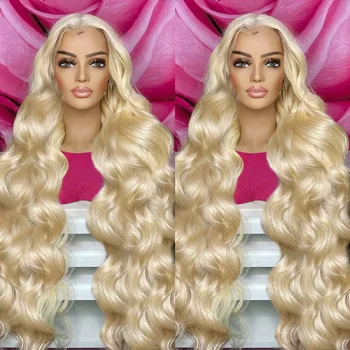 Luvin 613 блондинка тяло вълна 13x6 Hd дантела фронтална перука без лепило бразилски Remy 13x4 дантела фронт човешка коса перуки за жени
