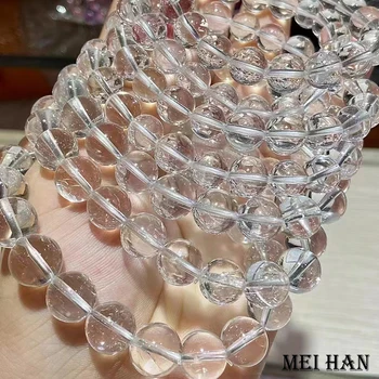 Meihan Търговия на едро AAA бял топаз гладка кръгла свободна мъниста гривна за бижута вземане дизайн DIY