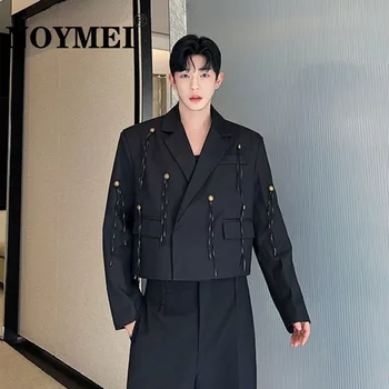 NOYMEI къс костюм яке модакорейски стил мъже 2024 нов черен есен реколта метални бутон пискюли мъжки нетактичност модерен WA2552