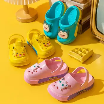 Pokemon карикатура Pikachu катерица сладък чехли сандали джапанки аниме Kawaii EVA Начало плажни обувки Летни детски подаръци