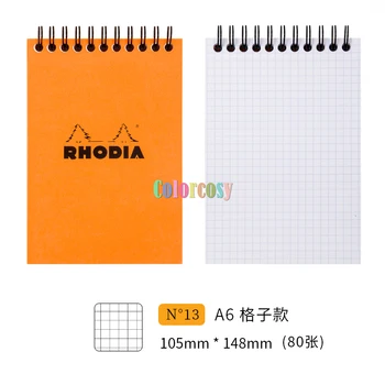 Rhodia Wirebound оранжеви бележници A5 / A6, Top Double Wire Spiralbound, 80 листа, бяла хартия изключително гладко сатенено покритие
