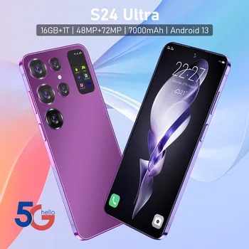 S24 Ultra 5g смартфон, 16GB+1TB, двойна SIM карта, голям екран, глобална версия на телефона подходяща за офис и игри