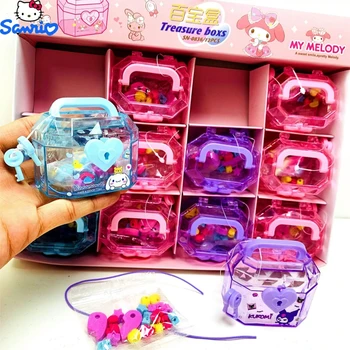 Sanrio Hello Kitty карикатура заключена кутия за съхранение съкровище гърдите гума DIY мини гумена кал гривна детска подаръчна кутия