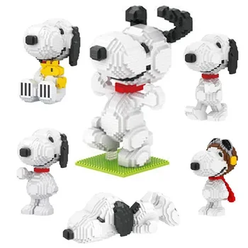 Snoopy Building Blocks Bricks Assembly Cute Dog Anime Figure Mini Action Figures Puzzle Game Toys Kids Gifts