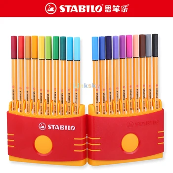 Stabilo Point 88 Fineliner Pens, 0.4 mm - 20-цветен пластмасов корпус, шестоъгълна форма на тялото, отлична защита от изсушаване