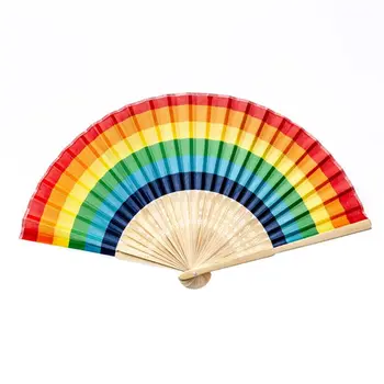 Summer Rainbow ръчен сгъваем вентилатор за декорация на сватбено тържество Фестивални танцови консумативи