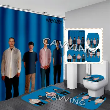 Weezer Band 3D печатни душ завеса водоустойчива баня завеса против хлъзгане баня мат комплект тоалетни килими килим Начало K01