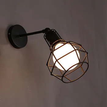 американски стил желязна стенна лампа ретро граната Led стена лампа коридор ресторант декоративно осветление ротационен лакът стена декор лампа