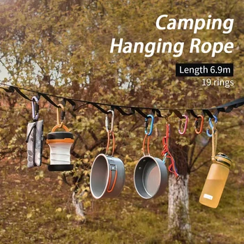 Външни къмпинг аксесоари Палатка за съхранение на дрехи Висяща въжена каишка 19 Loop Инструменти за пикник Кухненски прибори Lanya