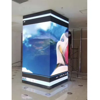 Вътрешен LED кубове дисплей екран знак видео стена 90 градуса ъглова колона стълб куб LED дисплей екран