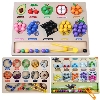 Детска Монтесори игра за сортиране Дървено броене на играчки Учене Сортиране на цветове Номер Познание Сензорна игра Фина моторна тренировъчна играчка