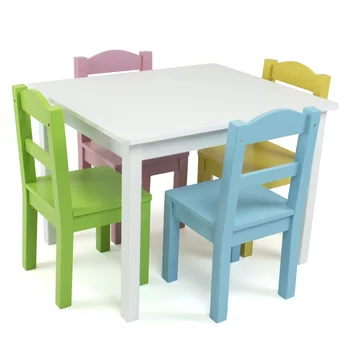 Детски 5 парче правоъгълник маса и стол комплект