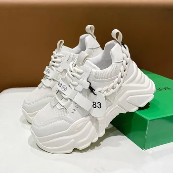 Дишащи обувки на платформа Луксозни обувки за жени Вериги Дизайнерски дамски обувки Леки обувки за свободно време Обувки за разходка Мода Дамски маратонки