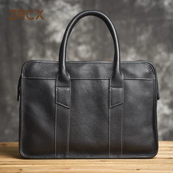 Естествена кожа бизнес мъжки куфарче оригинален случайни чанта мъжки рамо чанта високо качество за 15 инчов лаптоп чанта