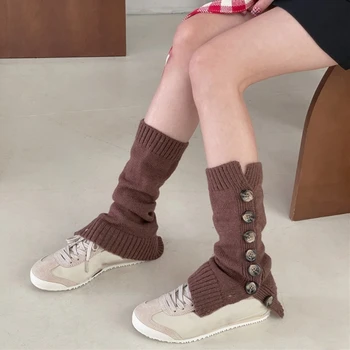 Жени Зимни коляното високо плетене плетене на една кука коляното подложка чорапи крак нагреватели глезена нагреватели коляното нагреватели ботуши маншети плета коляното крак чорапи
