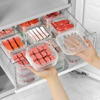 запечатан с кутия Свеж хладилник за съхранение Кухненски аксесоари Храна контейнер организатор месо хладилник плодове зеленчуков капак