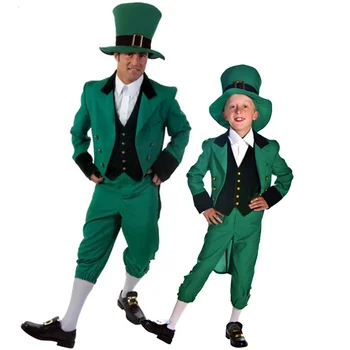 карнавал Хелоуин родител-дете Свети Патрик Ден костюм ирландски леприкон ролева игра косплей фантазия парти рокля