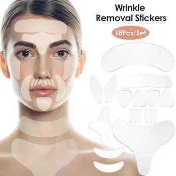 Ленти за отстраняване на бръчки за лице за многократна употреба Силиконови ленти против бръчки за лице на челото Cheek Chin стикер против стареене на кожата на лицето лифтинг лепенки