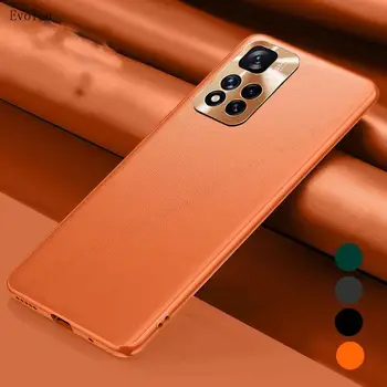 Обикновен кожен калъф за телефон за Xiaomi Redmi Note 11Pro 11 10 Pro Max Метален обектив Защита на камерата Мек капак за Redmi Note 10s