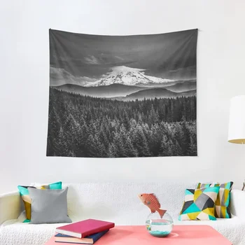 Планини и гори - Черно и бяло Mt качулка с горски гоблен стена висящи стена декор Домашен гоблен