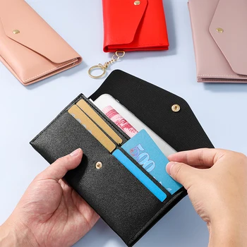 Портфейл жени черно/розово/лилаво/червено дълга чанта мобилен телефон чанта PU кожа визитка притежателя с ключодържател
