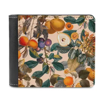 Реколта плодове модел Ix кожен портфейл мъжки портфейл DIY персонализирана чанта Ден на бащата подарък Цветна градина Горска джунгла