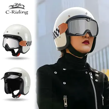 Ретро мотоциклетни каски Мъже и жени Класически Moto Safety Cap Vintage Urban Safety Scooter Adult Electric Half Helmet
