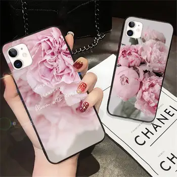 Розови божури цвете цветна пъпка телефон случай за iphone 11 13 12 14 x xs xr pro max mini plus момчета момичета капак