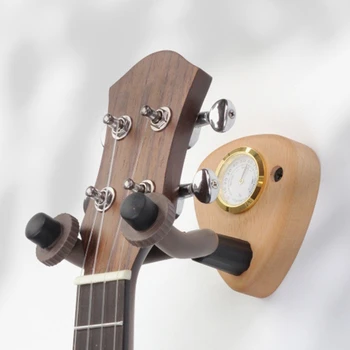 Стенен монтаж китара кука закачалка с хигрометър универсален дърво китара дисплей багажник мини хигрометър китара бас скоба