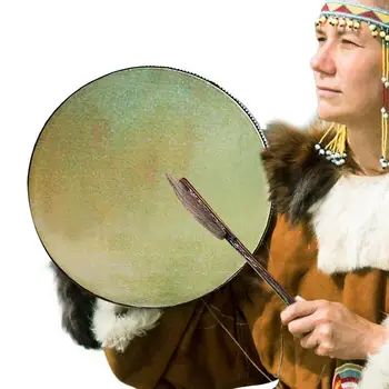 Шамански барабанен комплект Звукова рамка барабан с тупалка Символ на сибирския барабан Музикален инструмент за медитация Духовна йога